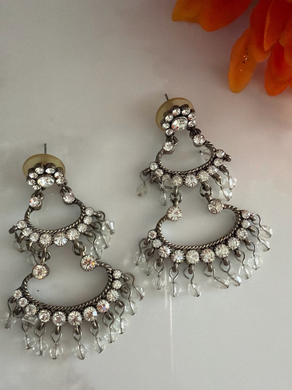Charlotte Russe Silver Crystal Chandelier Earrings